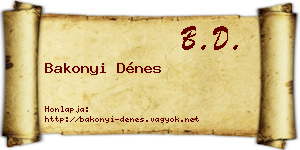 Bakonyi Dénes névjegykártya